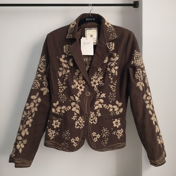 Paparazzi By Biz Jackets & Blazers - Paparazzi By Biz Embroidered Floral Jacket Rhinestone Embellished Coat Medium